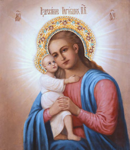 Икона Божией Матери "Взыскание погибших", написанная по благословению блаженной Матроны Московской. Находится в Покровском ставропигиальном женском монастыре